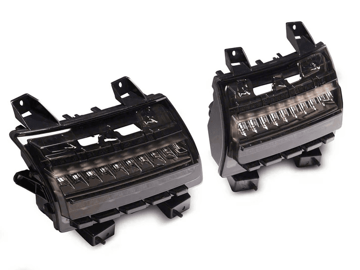 Raxiom Axial Series Sequential Turn Signal LED Side Marker Lights; Smoked (18-25 Jeep Wrangler w/ Factory Halogen Light Package) image